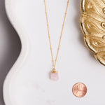 Rose Quartz Pendant Necklace on 14k Gold Filled Satellite Chain Necklaces Soul & Little Rose