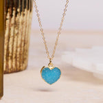 Druzy Blue Heart Pendant Necklace on 14k Gold Filled Delicate Adjustable Cable Chain Necklaces Soul & Little Rose