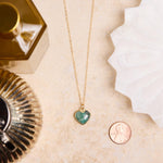 Raw Emerald Heart Pendant Necklace on 14k Gold Filled Delicate Cable Link Chain Necklaces Soul & Little Rose