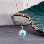 Larimar and Topaz Rounded Charm Pendant on 14k Gold Filled Modern Chain Necklaces Soul & Little Rose