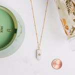 Moonstone and Peridot Geometric Point Pendant Necklace on 14k Gold Filled Chain Necklaces Soul & Little Rose