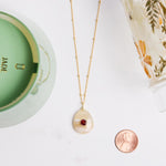 Lace Agate and Garnet Pendant Necklace on long or short 14k Gold Filled Chain Necklaces Soul & Little Rose