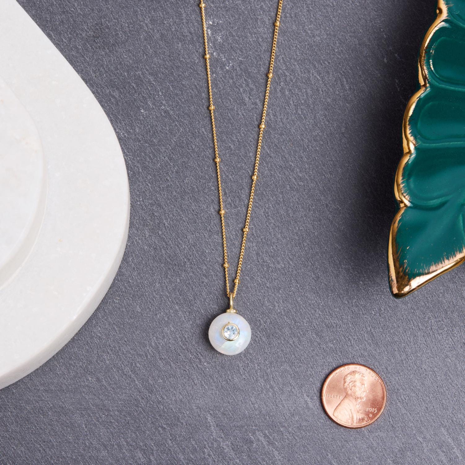 Moonstone 14k Gold Filled Gemstone Pendant Necklace Necklaces Soul & Little Rose