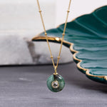 Emerald and Topaz Rounded Pendant on 14k Gold Filled Delicate Chain Necklaces Soul & Little Rose