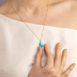 Gold Filled Oval Blue Turquoise and White Topaz Pendant Necklace Necklaces Soul & Little Rose
