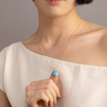 Gold Filled Oval Blue Turquoise and White Topaz Pendant Necklace Necklaces Soul & Little Rose