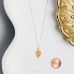 Citrine and White Topaz Leaf on Dainty Gold Chain Necklace Necklaces Soul & Little Rose