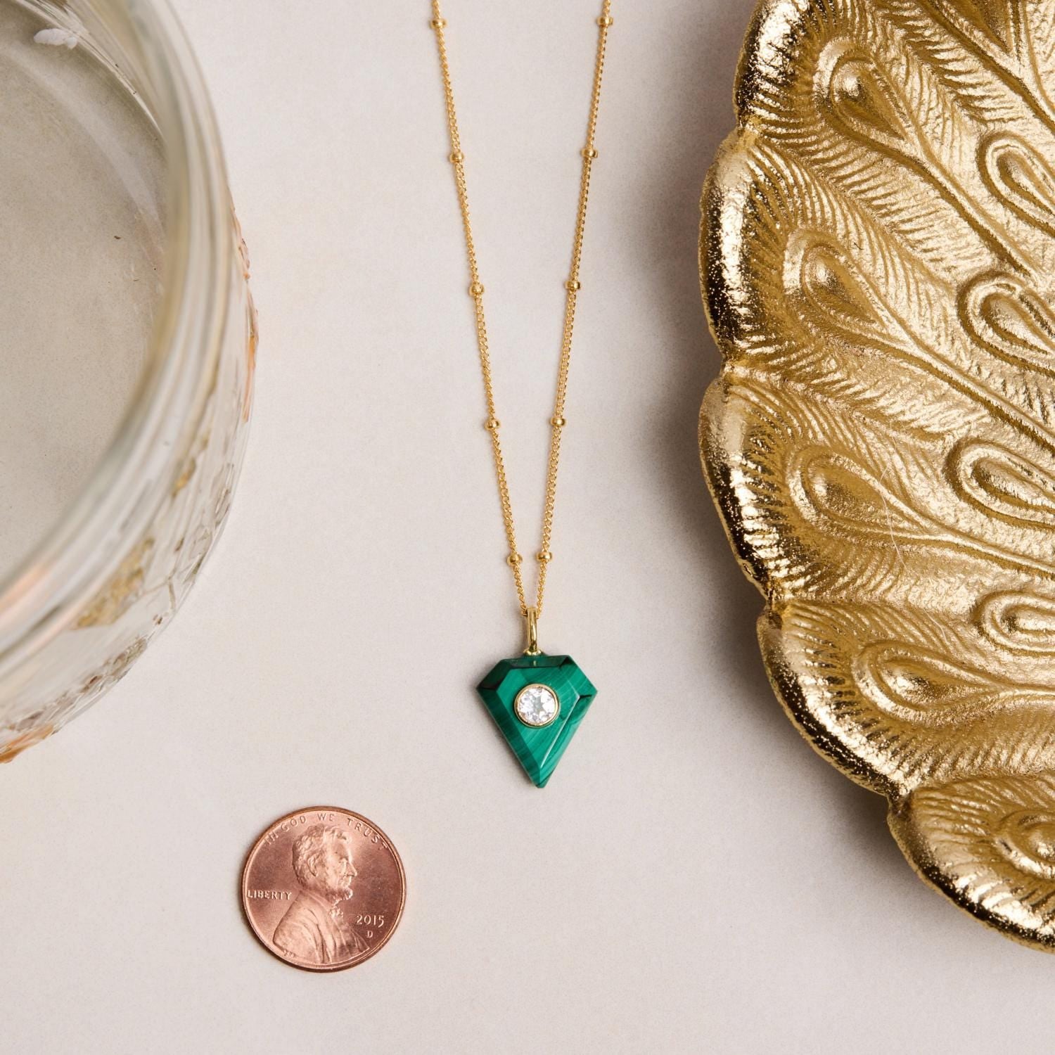 Malachite and Topaz Gold Pendant on 14k Gold Filled Chain Necklaces Soul & Little Rose