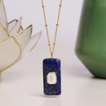 Lapis Lazuli and Moonstone Gold Pendant Necklace Necklaces Soul & Little Rose