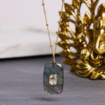 Labradorite and White Topaz Large Rectangle Pendant Necklace Necklaces Soul & Little Rose