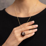 Smoky Quartz and Pink Chalcedony Heart Pendant Gold Necklace Necklaces Soul & Little Rose