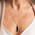 Gold Filled Elongated Marquise Black Onyx Pendant Necklace Necklaces Soul & Little Rose