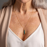 Gold Filled Long Marquise Emerald Pendant Necklace Necklaces Soul & Little Rose