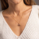 Gold Peach Moonstone Half Circle Shape Pendant Necklace Necklaces Soul & Little Rose