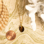 Smoky Quartz Gold Oval Pebble Style Drop Gemstone Pendant Necklace Necklaces Soul & Little Rose