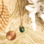 Raw Emerald Gold Oval Pebble Style Drop Pendant Necklace Necklaces Soul & Little Rose