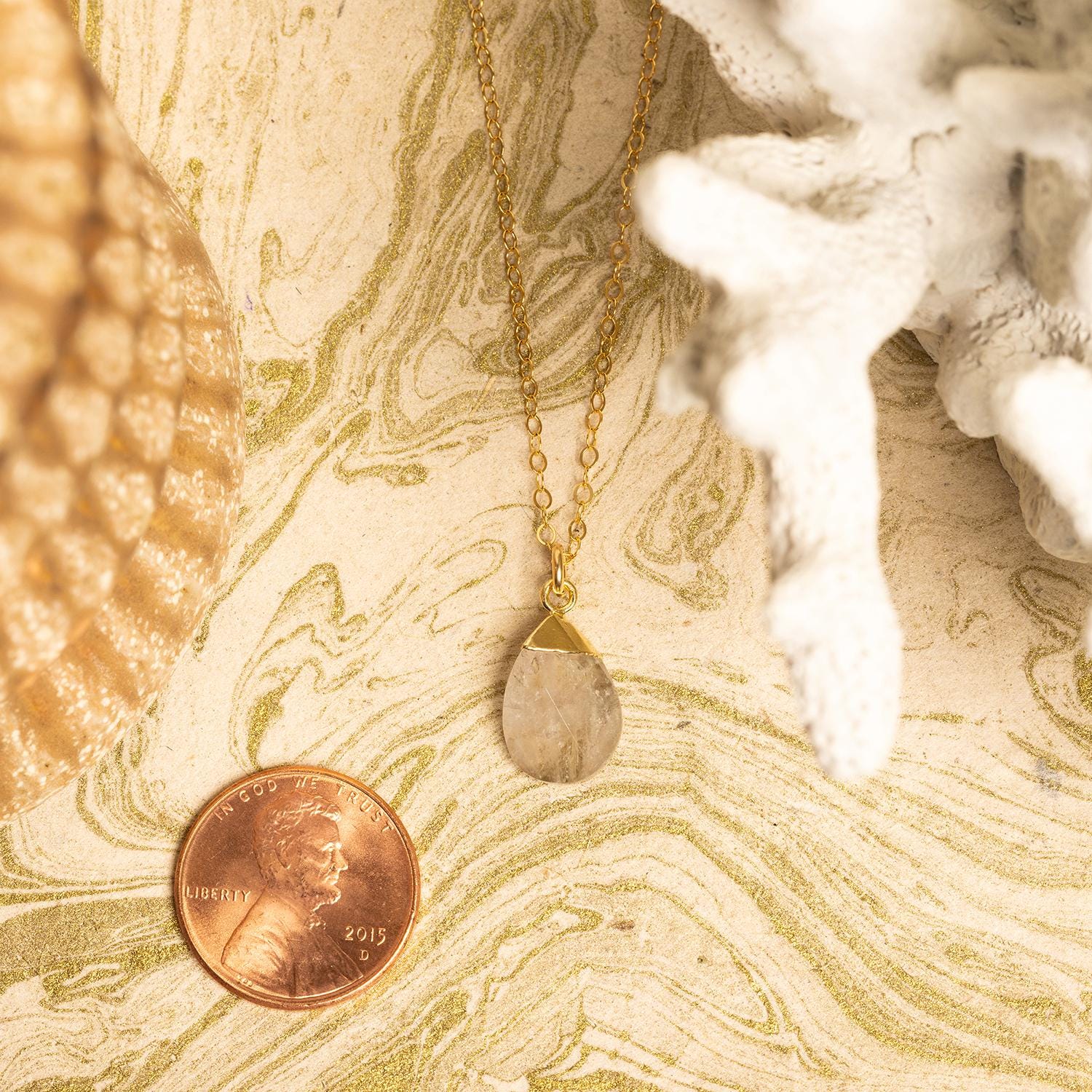Golden Rutilated Quartz Drop Pendant Necklace 14k Gold Filled Necklaces Soul & Little Rose
