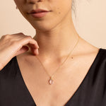 Pink Chalcedony Gold Oval Pebble Style Drop Pendant Necklace Necklaces Soul & Little Rose