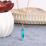 Gold Filled Long Marquise Turquoise Pendant Necklace Necklaces Soul & Little Rose
