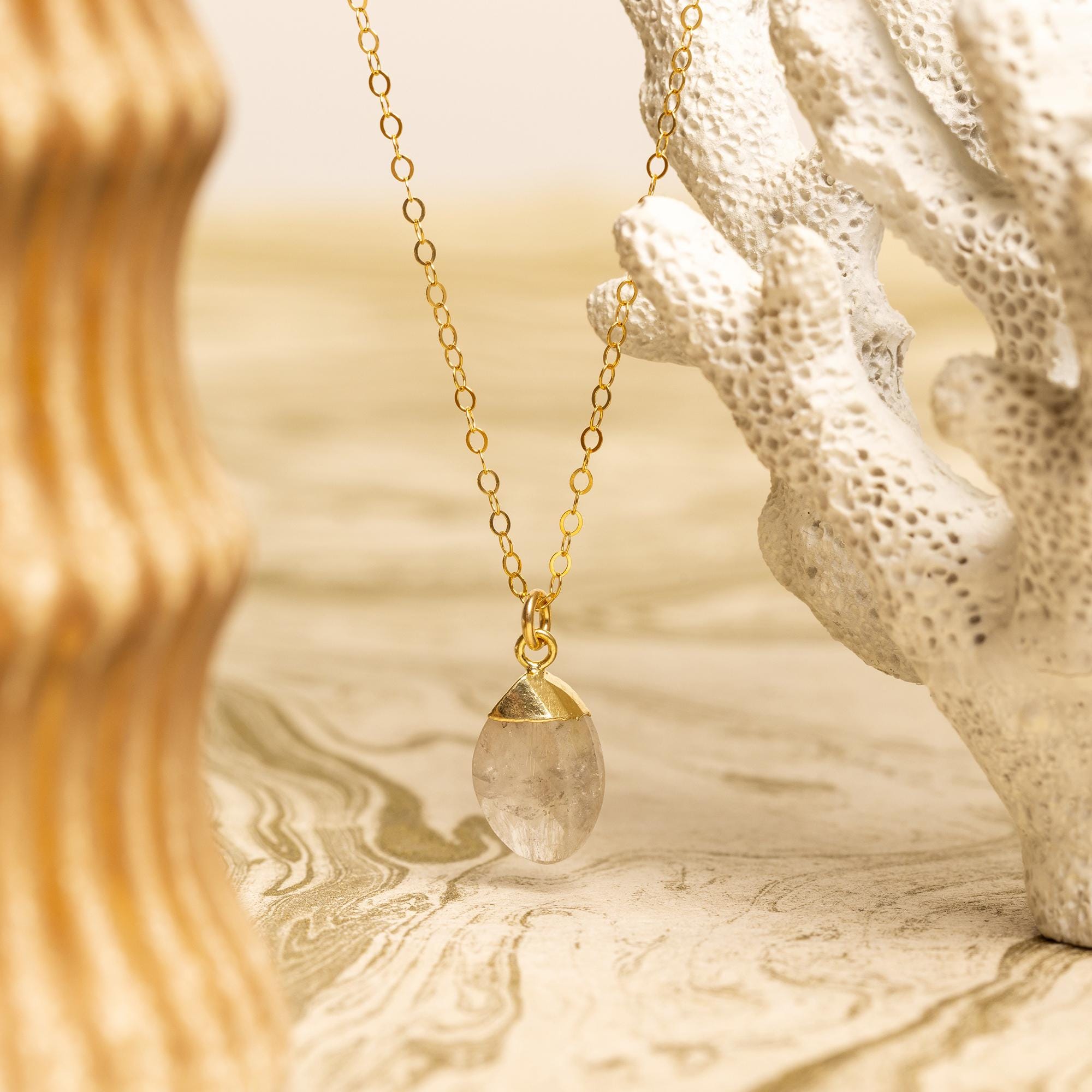 Golden Rutilated Quartz Drop Pendant Necklace 14k Gold Filled Necklaces Soul & Little Rose