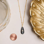 Gold Black Hyperstein and White Topaz Pendant Necklace Necklaces Soul & Little Rose