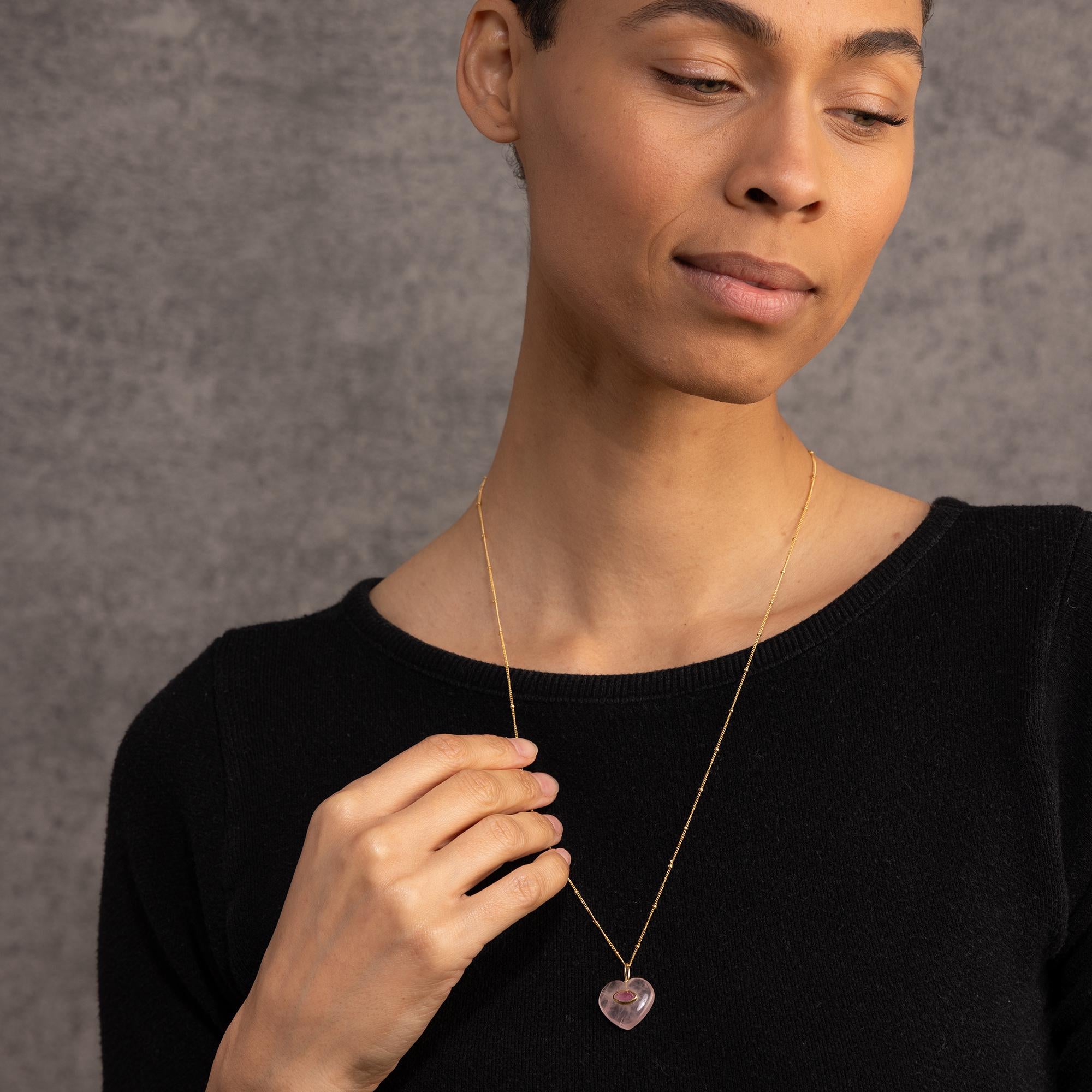 Gold Filled Rose Quartz Heart Pendant Necklace Necklaces Soul & Little Rose