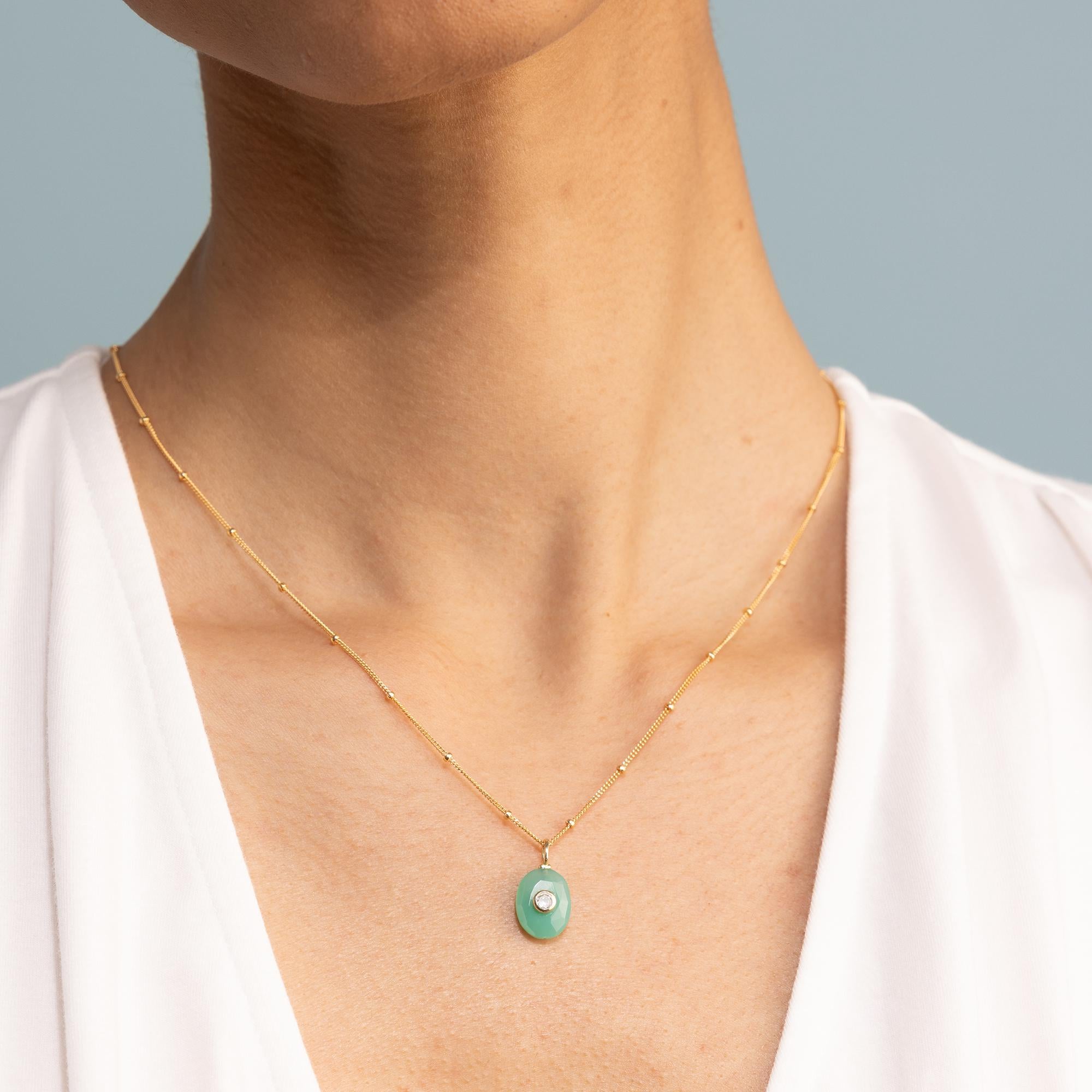 Gold Filled Chrysroprase and White Topaz Pendant Necklace Necklaces Soul & Little Rose