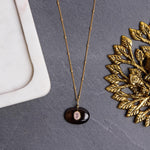 Large Oval Gold Filled Smoky and Rose Quartz Pendant Necklace Necklaces Soul & Little Rose