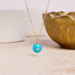 Gold Filled Turquoise and White Topaz Dome Shaped Pendant Necklace Necklaces Soul & Little Rose