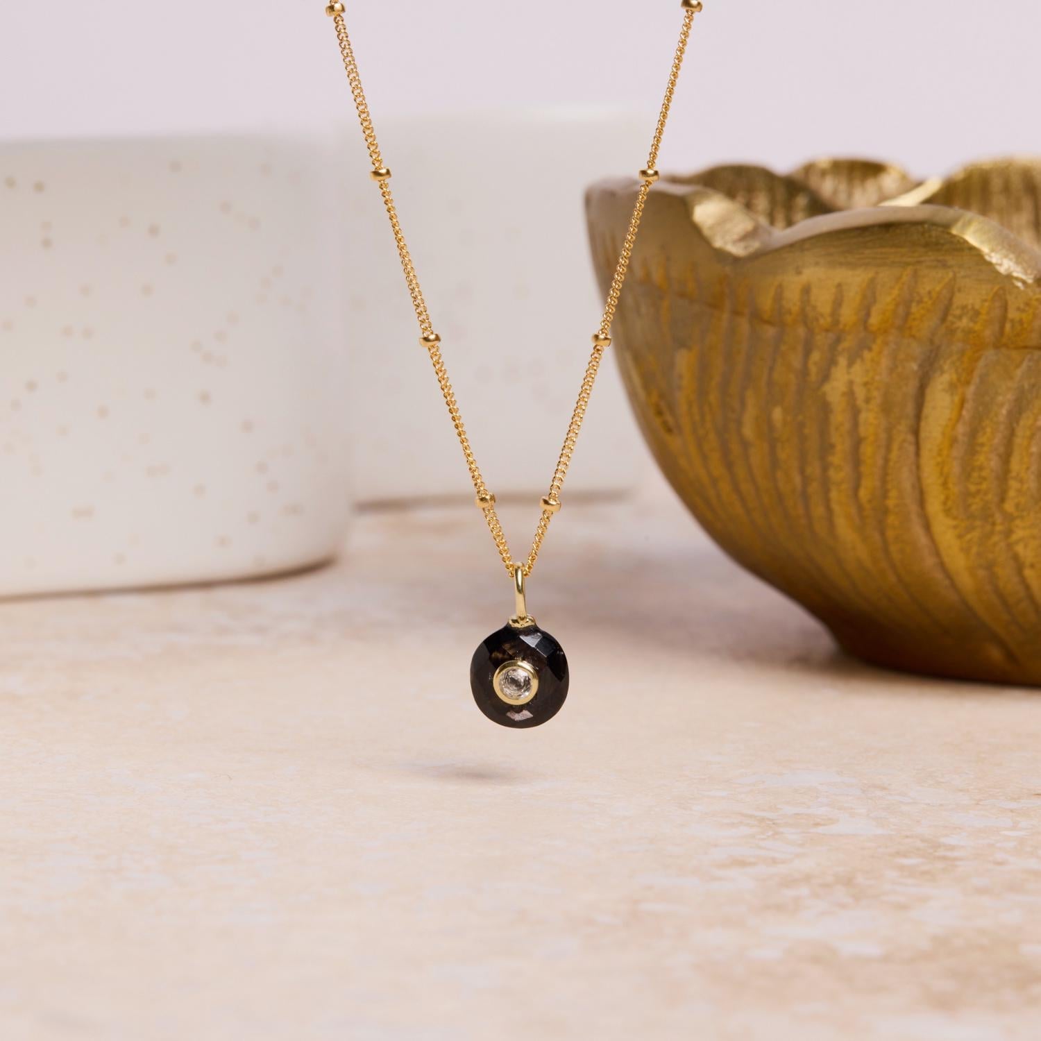 Gold Filled Minimalist Hyperstein Round Pendant Chain Necklace Necklaces Soul & Little Rose