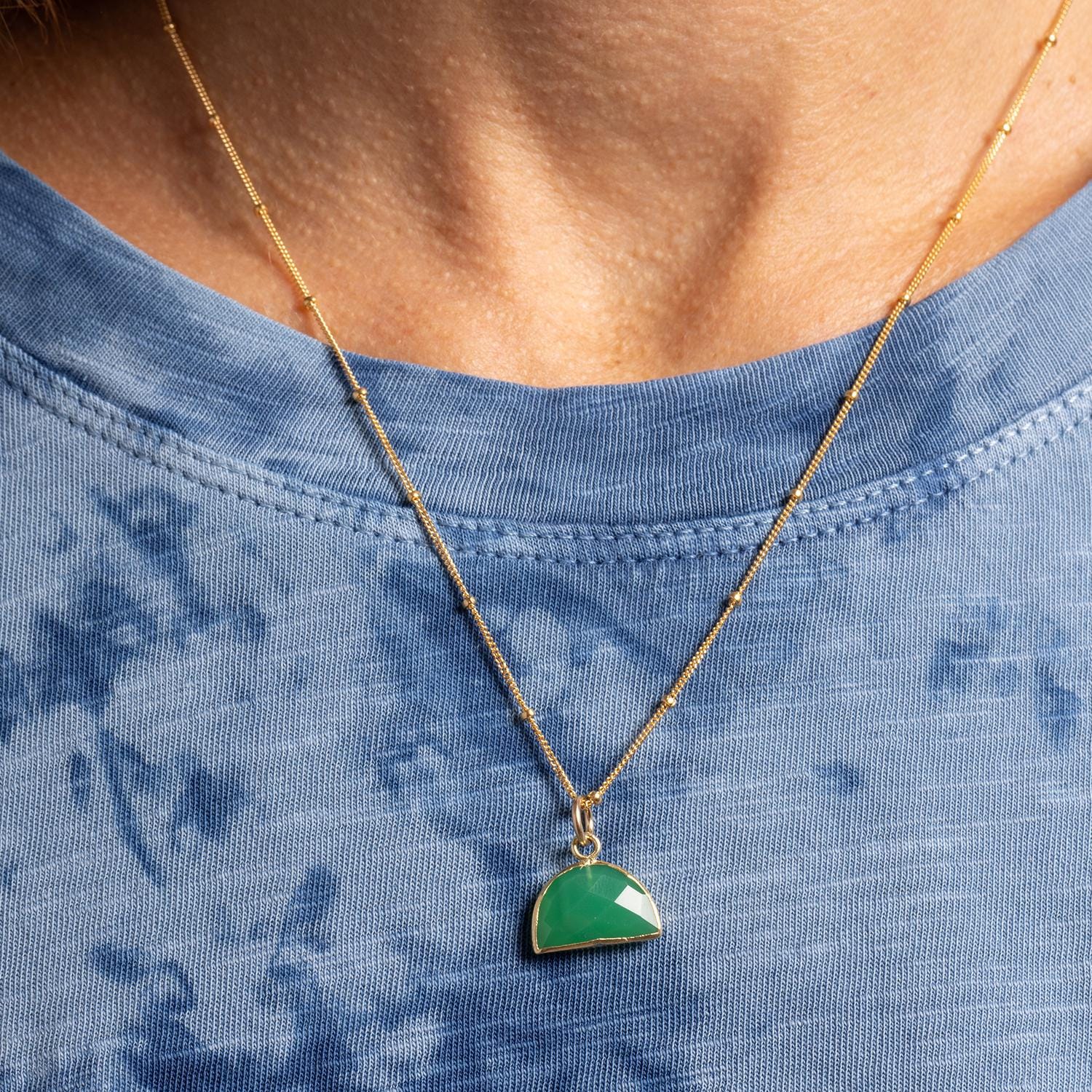 Gold Filled Chrysoprase Half Moon Layering Necklace Necklaces Soul & Little Rose