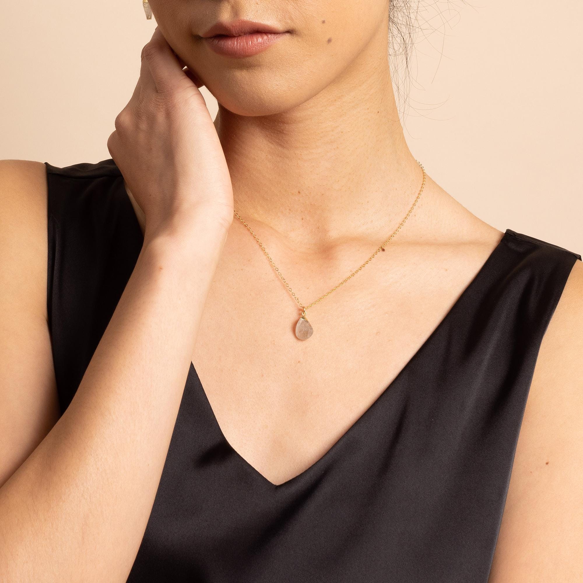 Golden Rutilated Quartz Drop Pendant Necklace 14k Gold Filled Necklaces Soul & Little Rose