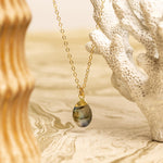 Gold Gilled Labradorite Oval Pebble Style Drop Pendant Necklace Necklaces Soul & Little Rose