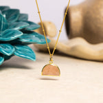 Gold Peach Moonstone Half Circle Shape Pendant Necklace Necklaces Soul & Little Rose