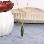 Gold Filled Long Marquise Emerald Pendant Necklace Necklaces Soul & Little Rose