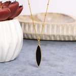 Gold Filled Elongated Marquise Black Onyx Pendant Necklace Necklaces Soul & Little Rose