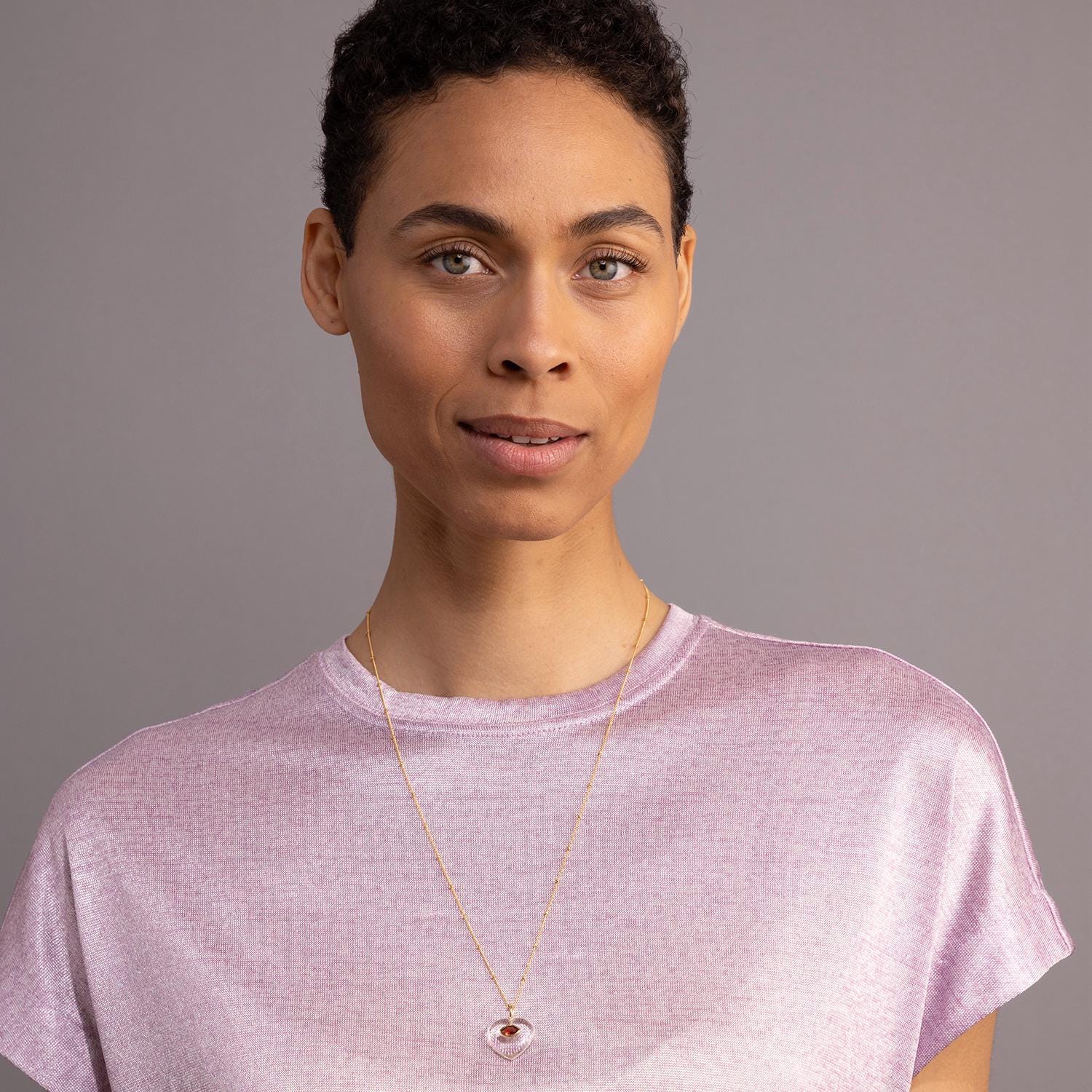 Gold Filled Quartz and Garnet Heart Pendant Necklace Necklaces Soul & Little Rose