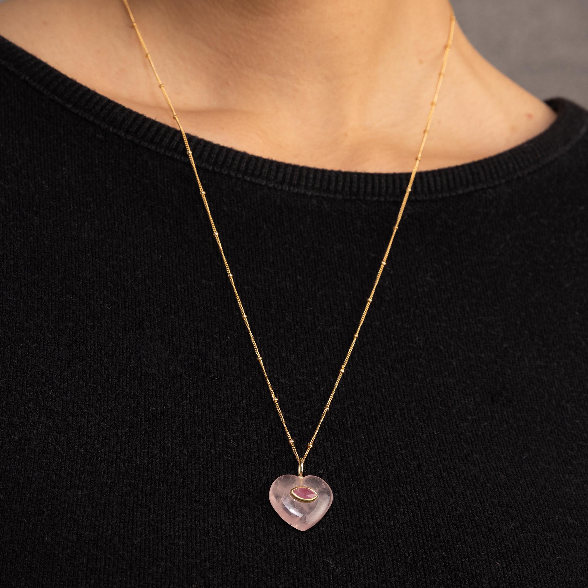 Gold Filled Rose Quartz Heart Pendant Necklace Necklaces Soul & Little Rose