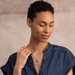 Gold Filled Malachite and White Topaz Oval Pendant Necklace Necklaces Soul & Little Rose