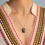 Gold Filled Hyperstein and White Topaz Rectangle Pendant Necklace Necklaces Soul & Little Rose