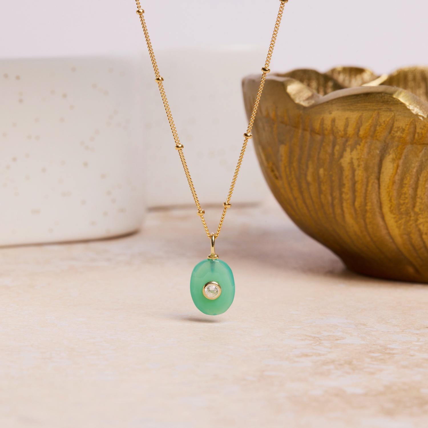 Gold Filled Chrysroprase and White Topaz Pendant Necklace Necklaces Soul & Little Rose