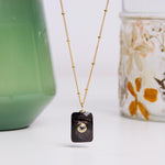 Gold Filled Hyperstein and White Topaz Rectangle Pendant Necklace Necklaces Soul & Little Rose