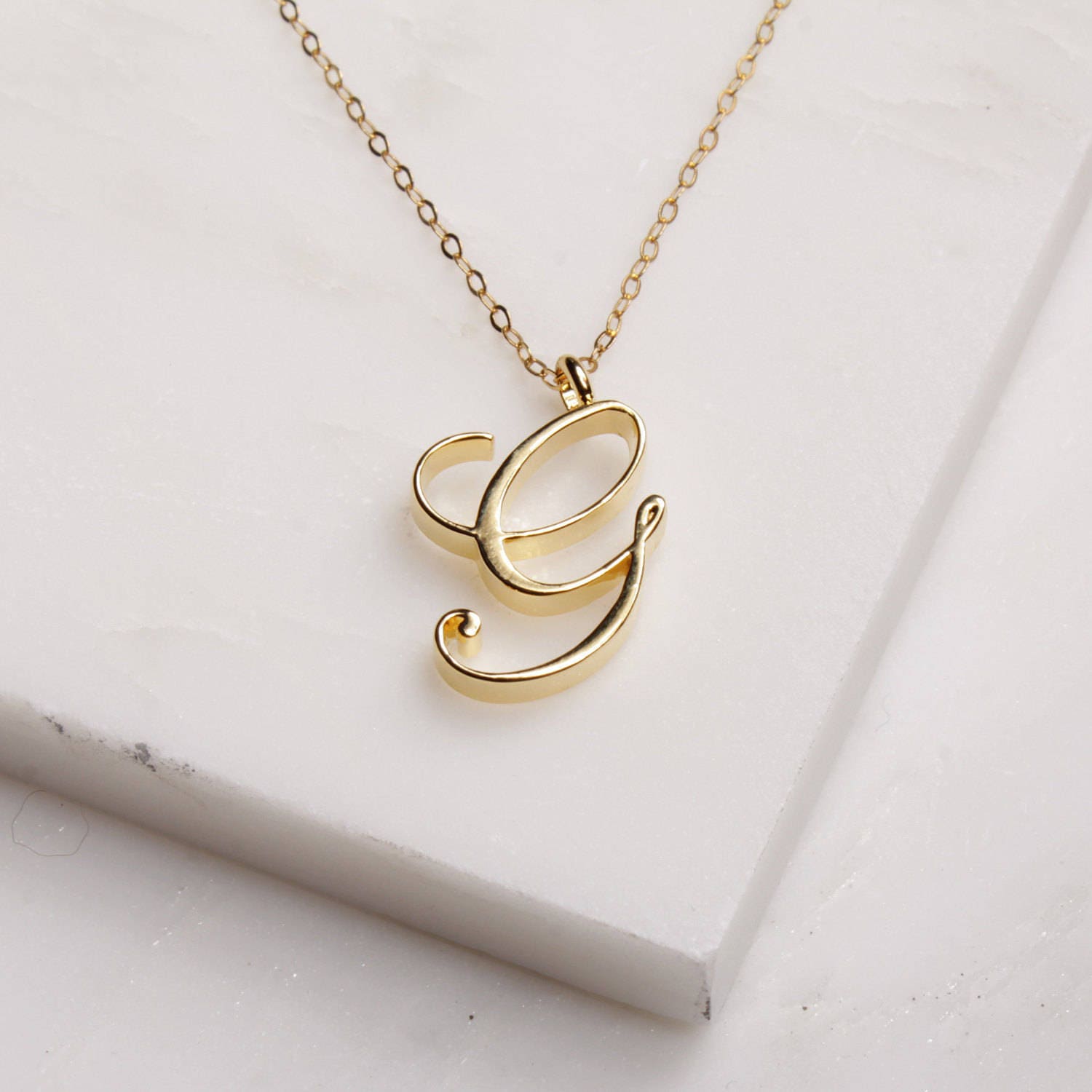 G Cursive Gold Initial Pendant Necklace Necklaces Soul & Little Rose
