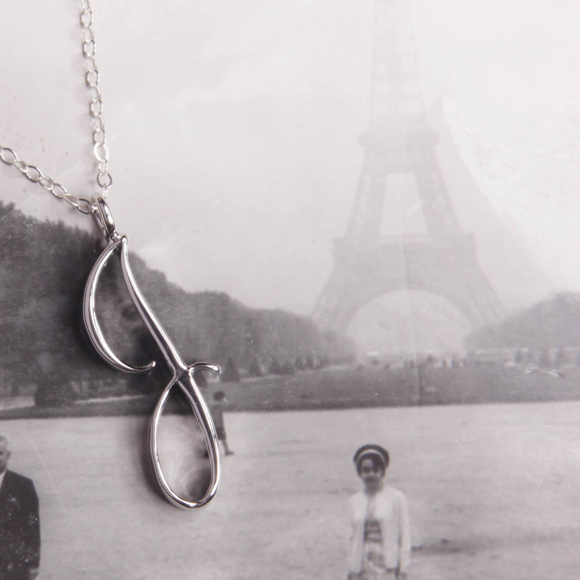 J Cursive Silver Initial Pendant Necklace Necklaces Soul & Little Rose