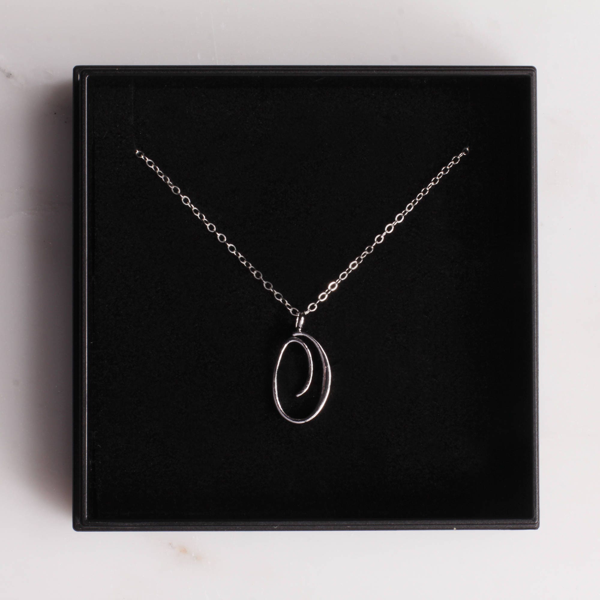 O Cursive Initial Silver Pendant Necklace Necklaces Soul & Little Rose