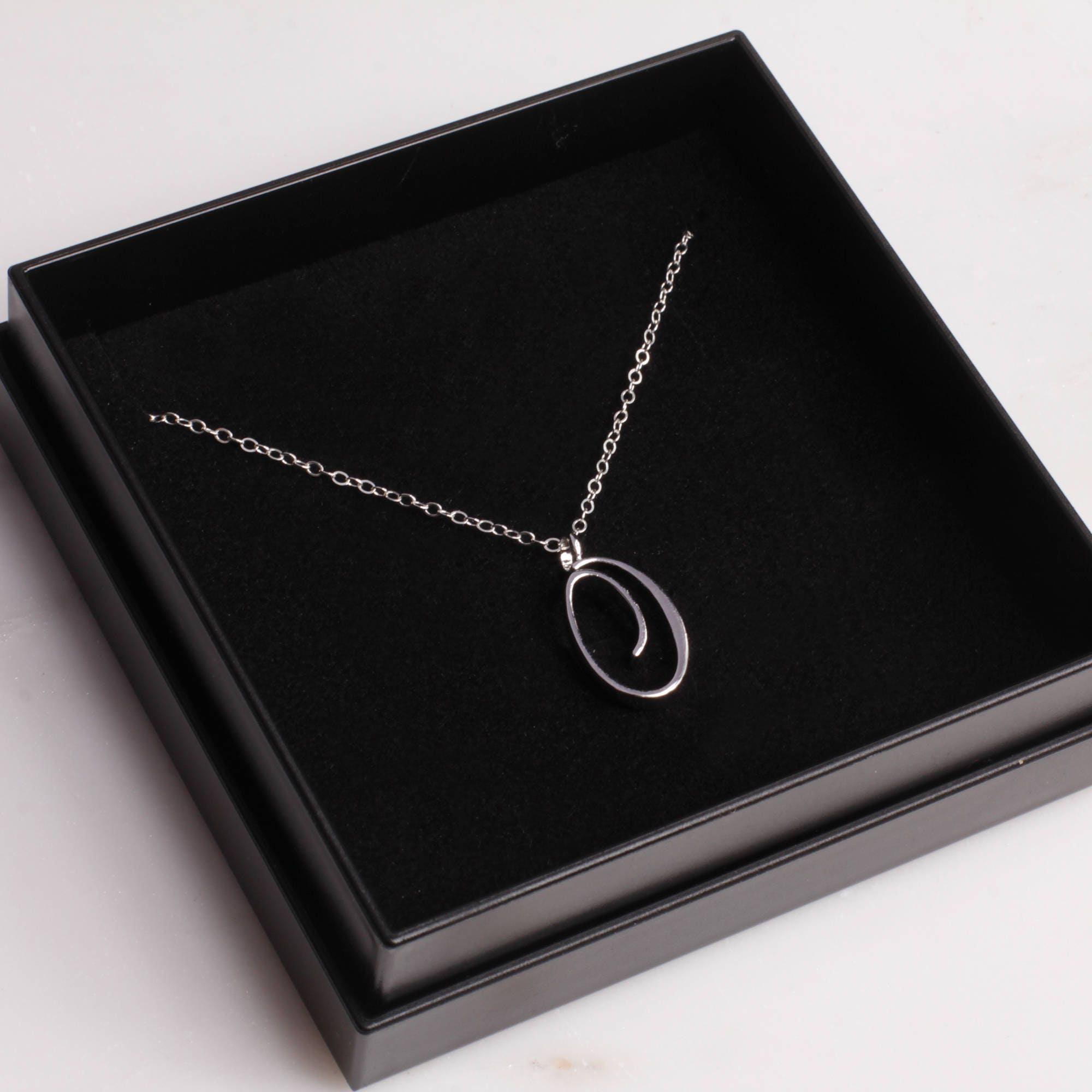 O Cursive Initial Silver Pendant Necklace Necklaces Soul & Little Rose