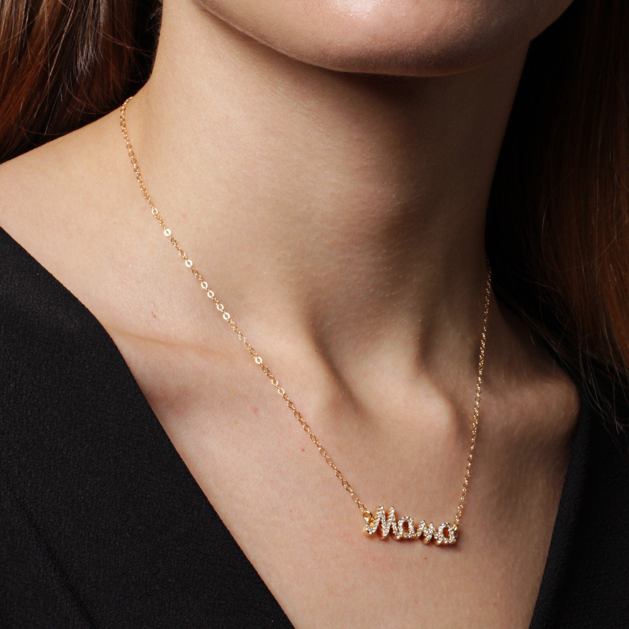 Mama Pave Gold Necklace – Soul Little Rose