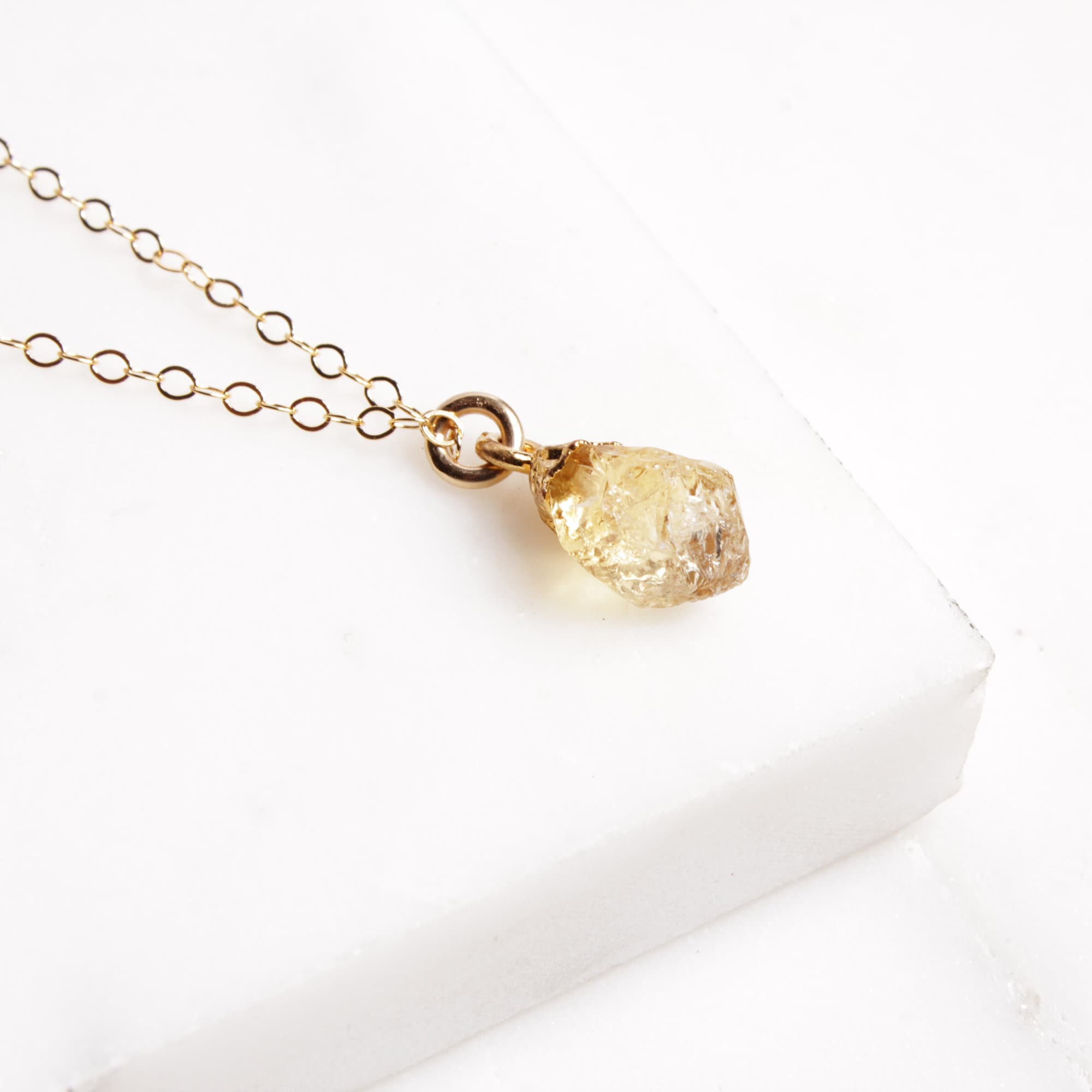 Citrine Raw Gemstone Gold Pendant Necklace Necklaces Soul & Little Rose