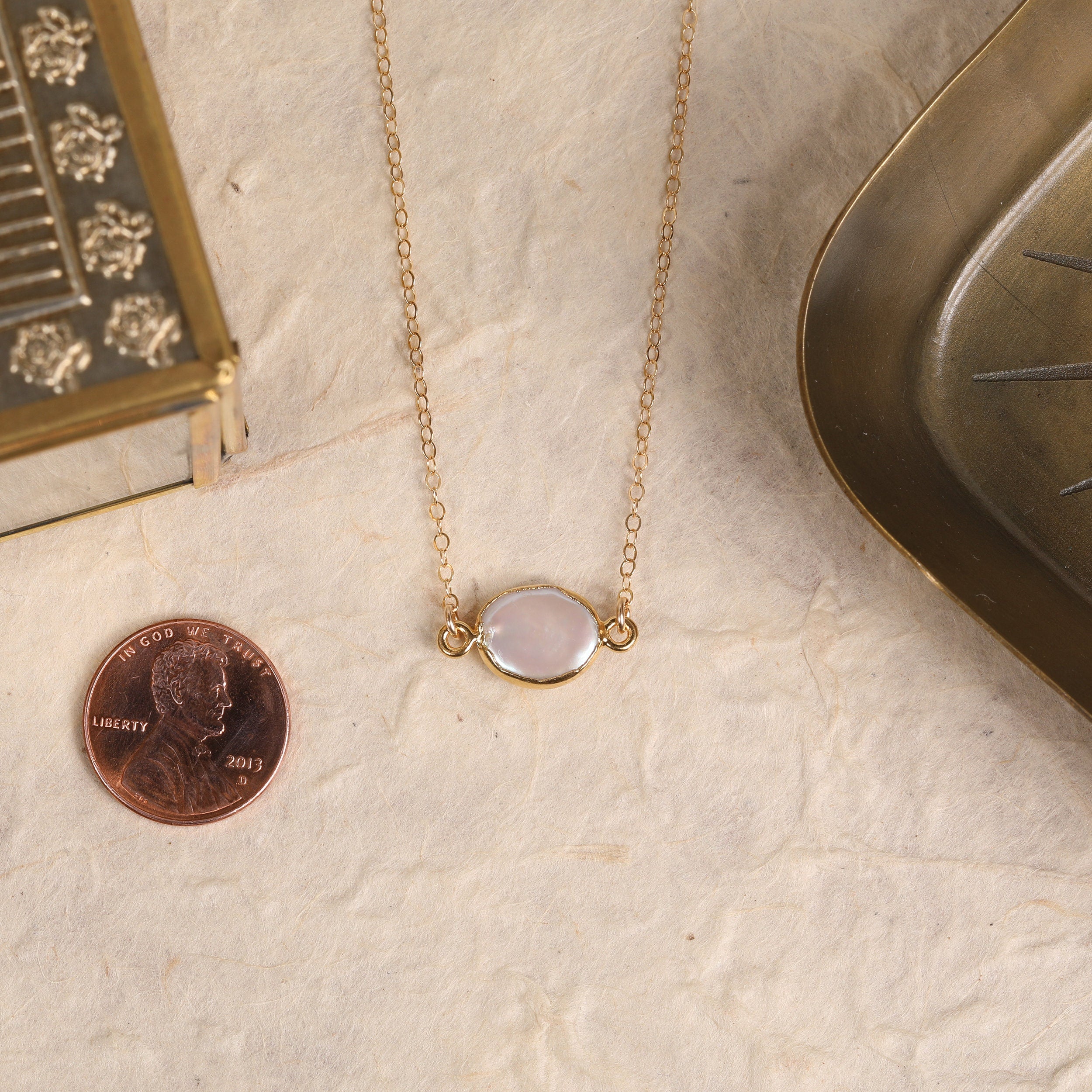 Pearl Oval Pendant Gold Necklace Necklaces Soul & Little Rose