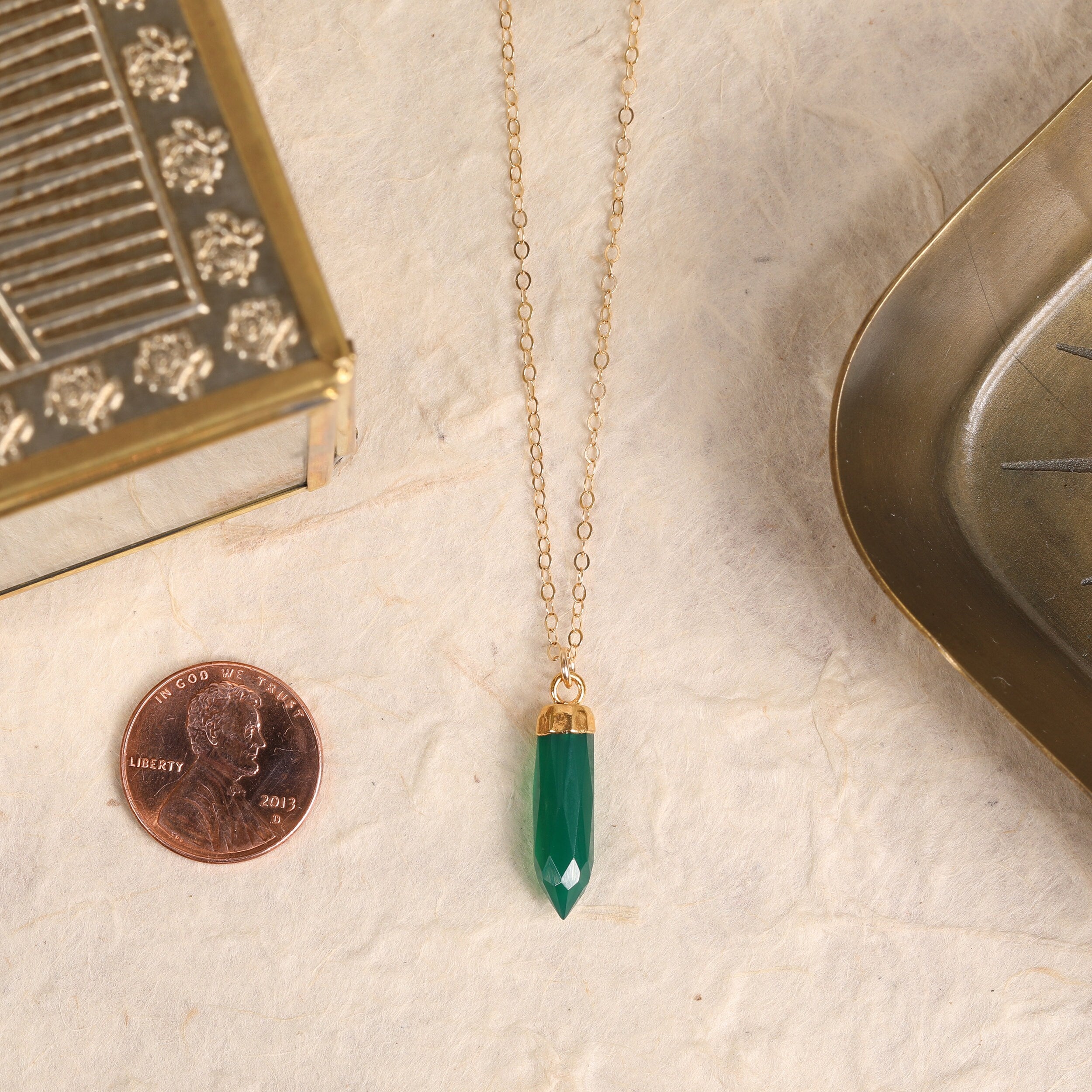 Green Onyx Point Gold Necklace Necklaces Soul & Little Rose